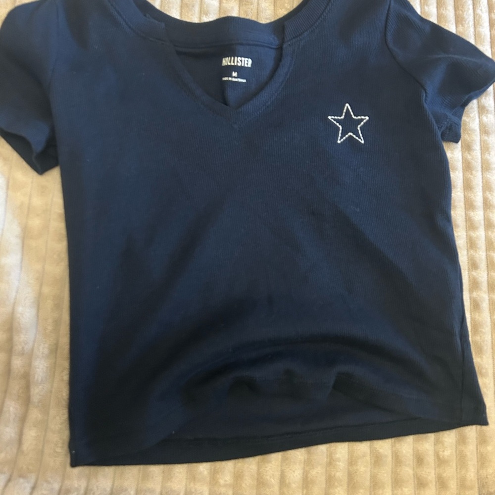 Ribbed Short Sleeve V Neck Top